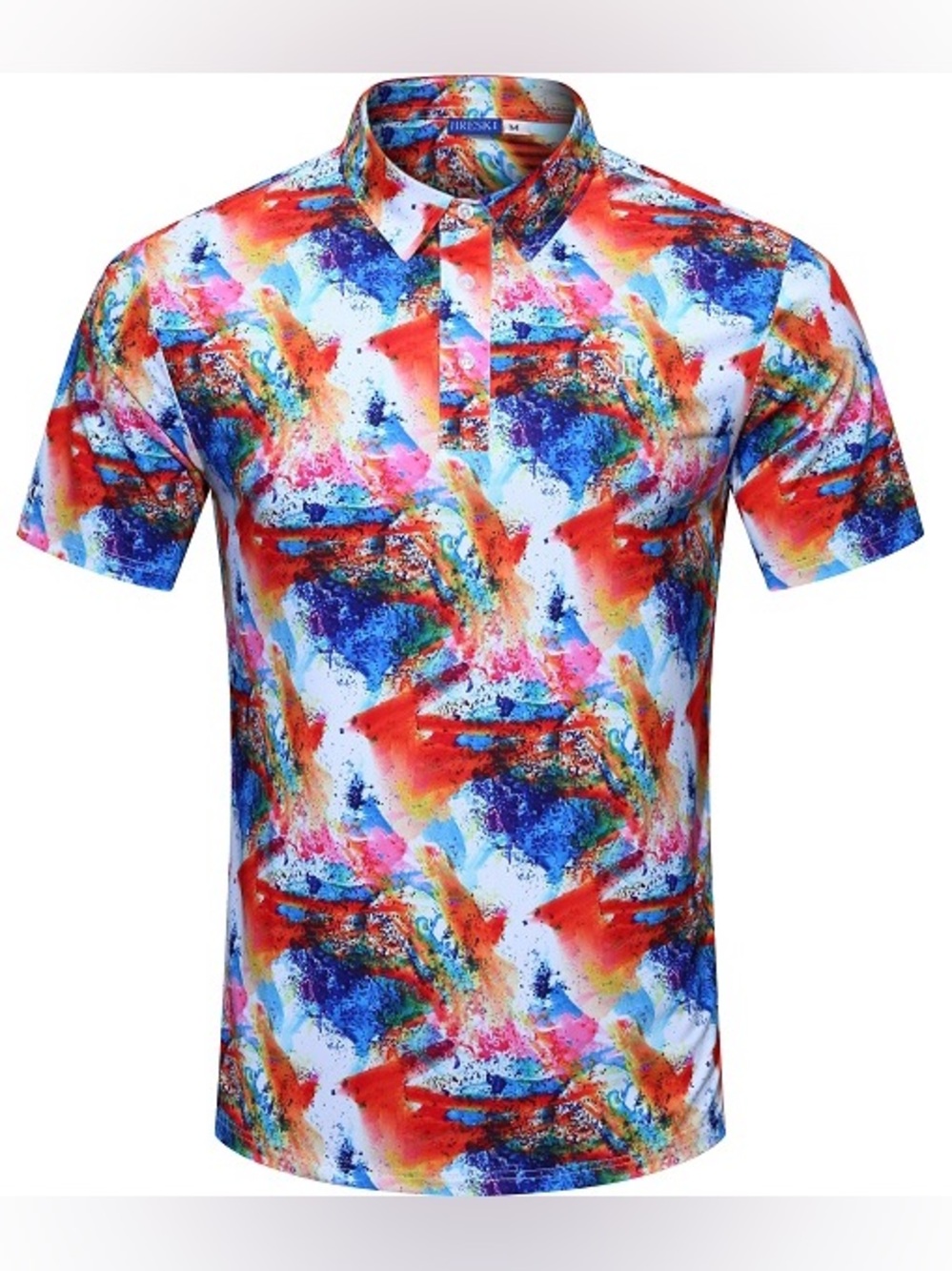Hreski Men’s Abstract Gouache Painting Golf Shirt